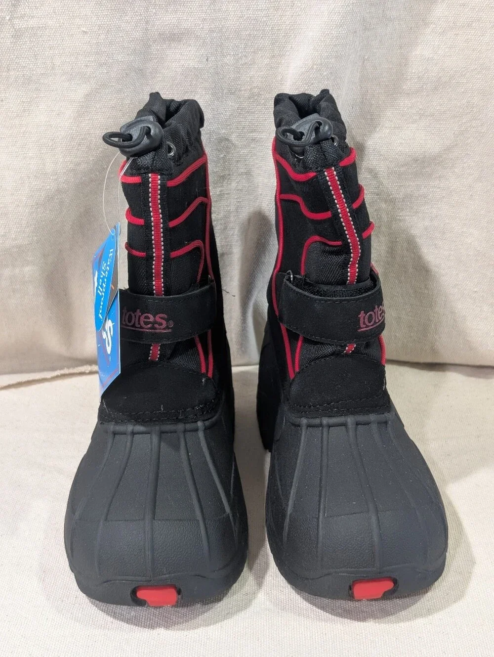 NWT Totes snow boots kids youth 2 black/ red waterproof insulated winter sports